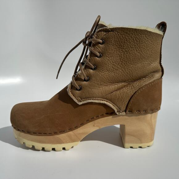 No. 6 Store Lander Lace Up Shearling Clog Boot on Mid Tread Size 38 Honey EUC - Picture 5 of 16